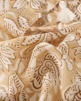 tan scarf, tropical design scarf, scarf with tassels, lightweight scarf, summery scarf